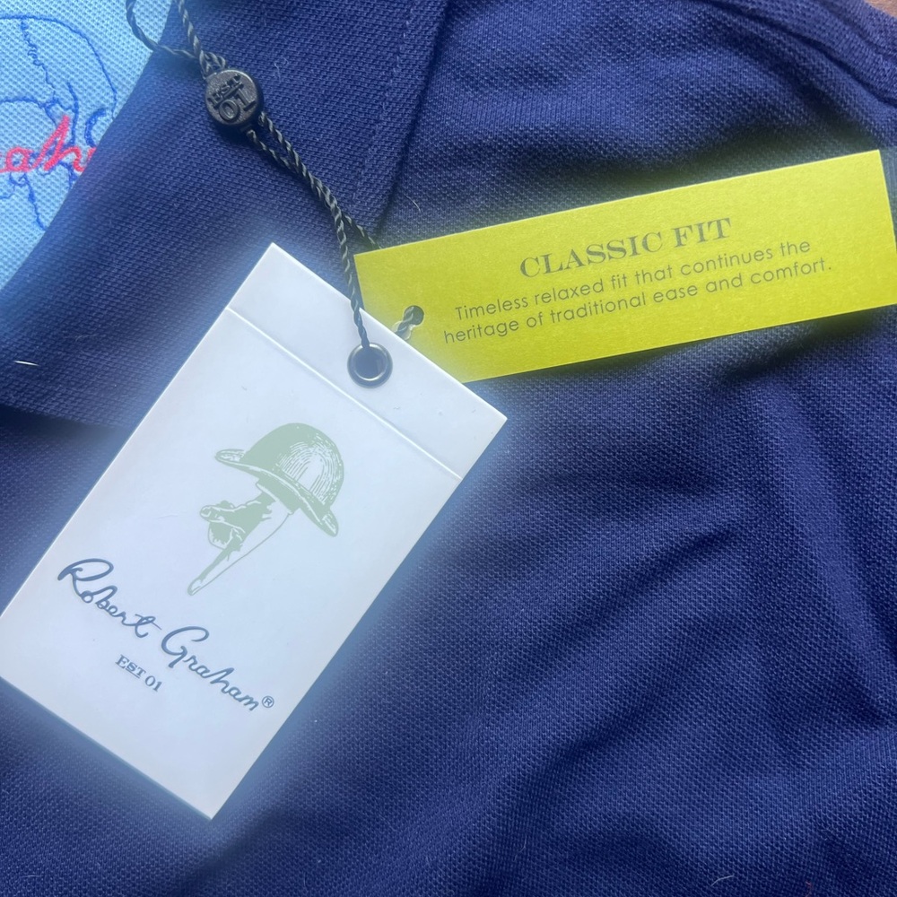 Robert Graham Blue Polo Shirt Classic Design - Picture 4 of 4